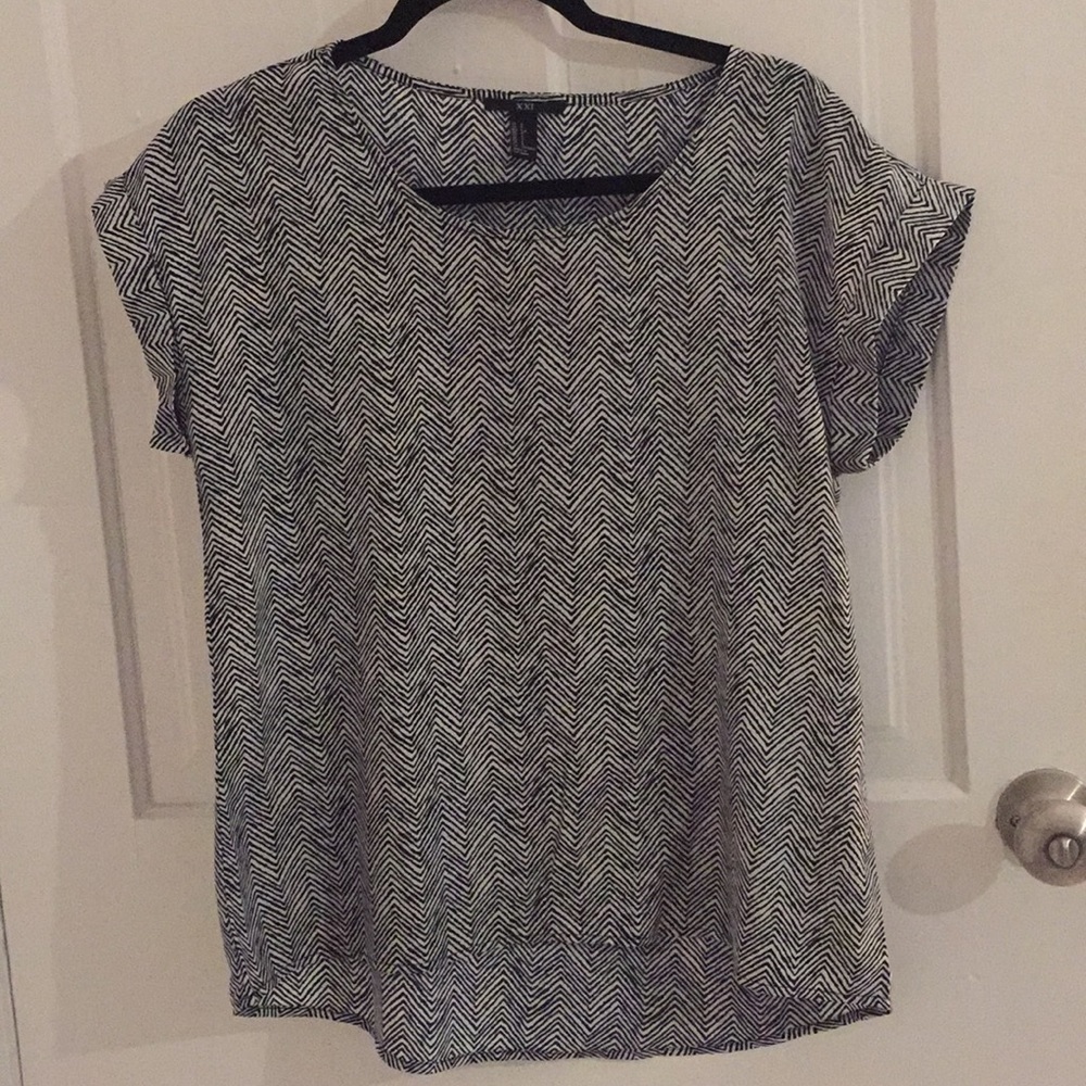 Blue and white patterned silk shirt